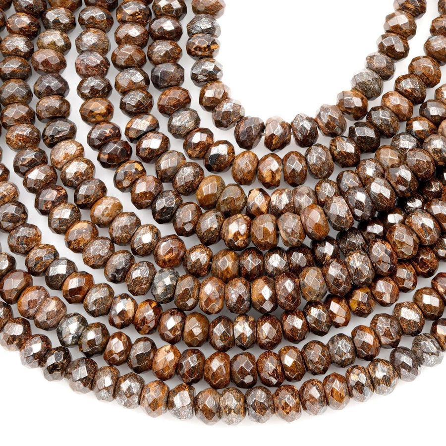 Natural Bronzite Beads Faceted 6mm 8mm Rondelles High Quality A Grade 16" Strand