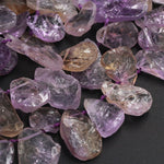 Natural Ametrine Teardrop Top Side Drilled Druzy Raw Rough Beads Purple Amethyst Golden Citrine  Freeform Teardrop Gemstone Beads 16" Strand