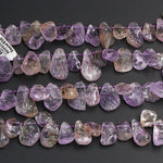 Natural Ametrine Teardrop Top Side Drilled Druzy Raw Rough Beads Purple Amethyst Golden Citrine  Freeform Teardrop Gemstone Beads 16" Strand