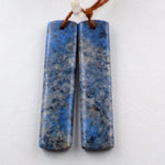 Natural Denim Blue Dumortierite Earring Pair Rectangle Cabochon Cab Drilled Matched Earrings Bead Pair Natural Stone Beads