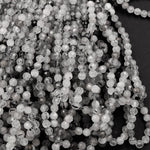 Natural Black Tourmaline Rutile Quartz Rutilated Quartz 3mm 4mm Faceted Round Beads Micro Faceted Laser Diamond Cut 16" Strand