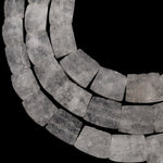 Rough Raw Matte Natural Rock Crystal Quartz Druzy Beads Hand Hammered Fan Shaped Nugget Wide Trapezoid Rectangle 18" Strand