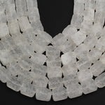 Pristine Icy White Natural Rock Quartz Druzy Beads Drusy Beads 8mm 12mm Rectangle Drilled Crystal Beads Perfect for Earrings 16" Full Strand