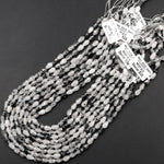 Black Rutilated Quartz Faceted Teardrop Beads 8x5mm Vertically Long Drilled Natural Black Tourmaline in Clear Quartz Gemstone 16" Strand