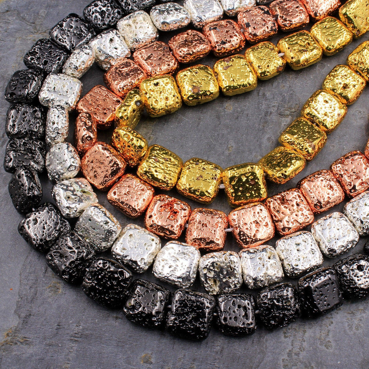 Electroplated Lava Beads 6 8 10mm Volcanic Rock Beads Round Bead