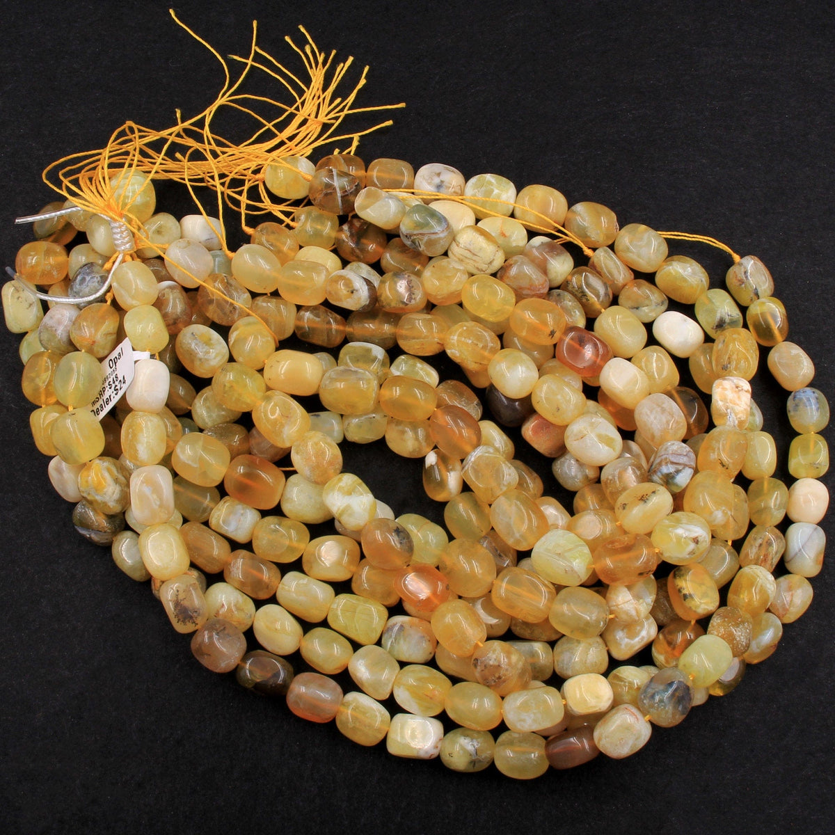 Natural African Yellow Opal Beads Large Smooth Rounded Nugget Gemstone High Quality 16