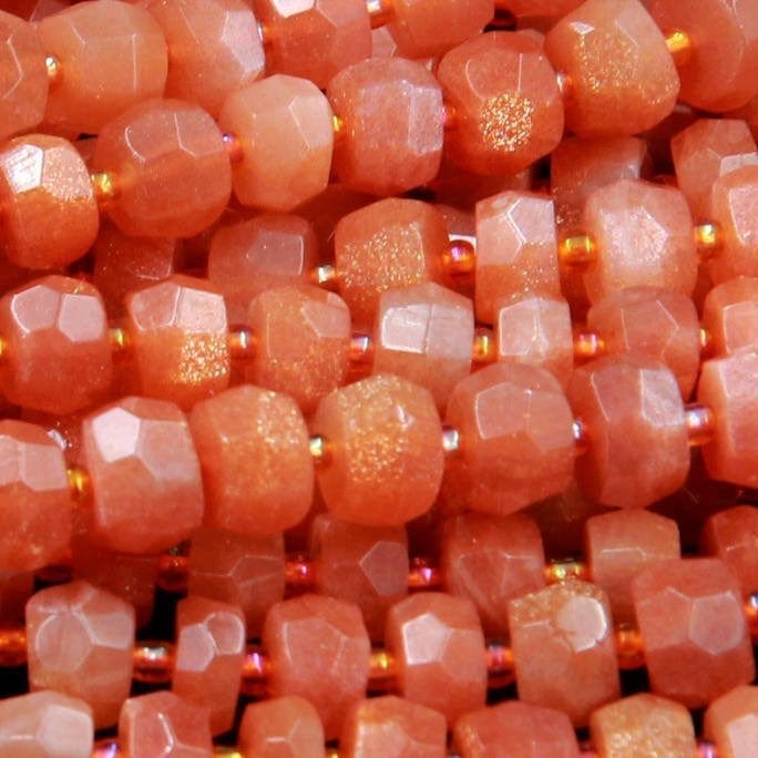 AAA Natural Sunstone Faceted Rondelle Beads 6mm 7mm 8mm 9mm 10mm Faceted Rondelle Nugget Beads 16" Strand