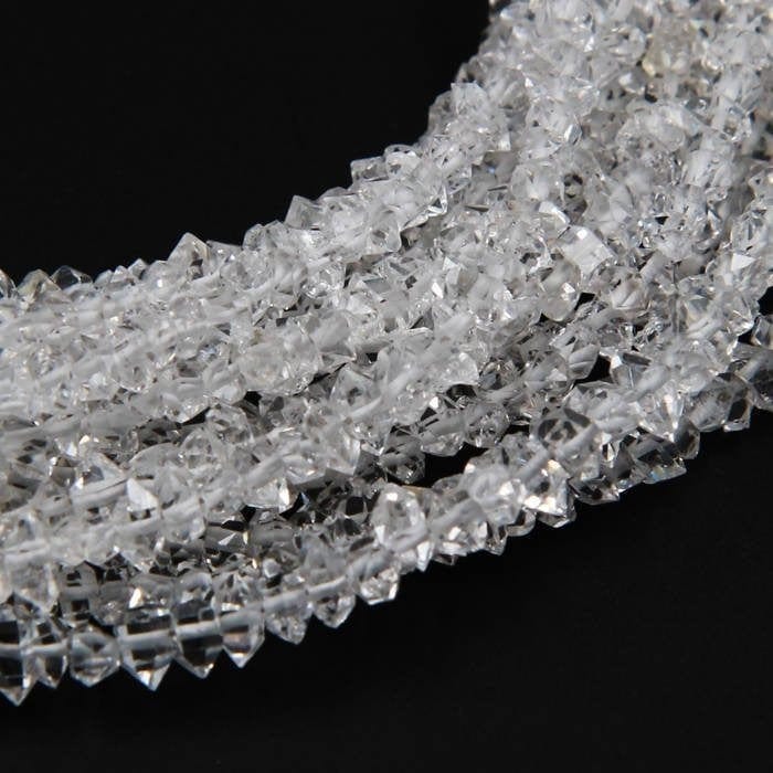 Natural Herkimer Diamond Quartz Beads Superior A Grade Super Clear Double Terminated Pointed Real Natural Quartz 16" Strand
