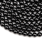 Genuine Natural Black Tourmaline Beads 4mm 6mm 8mm 10mm 12mm Round Beads A+ High Quality Black Gemstone Full 16" Strand