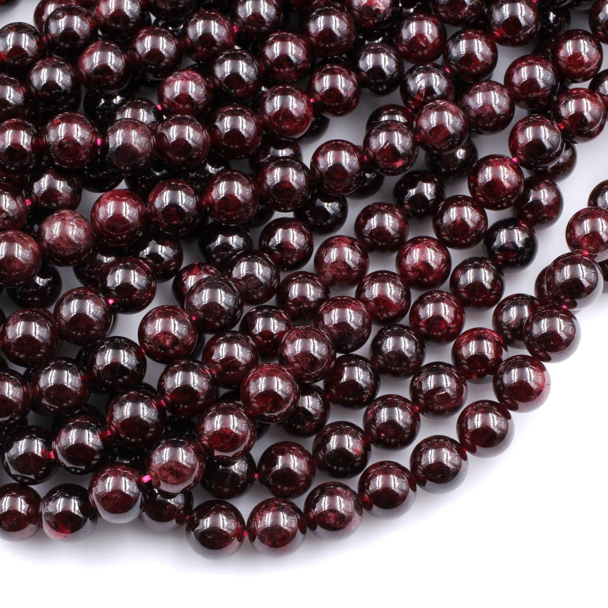 Natural Red Garnet 3mm 4mm 6mm 8mm 10mm 12mm 13mm Round Beads Superior –  Intrinsic Trading