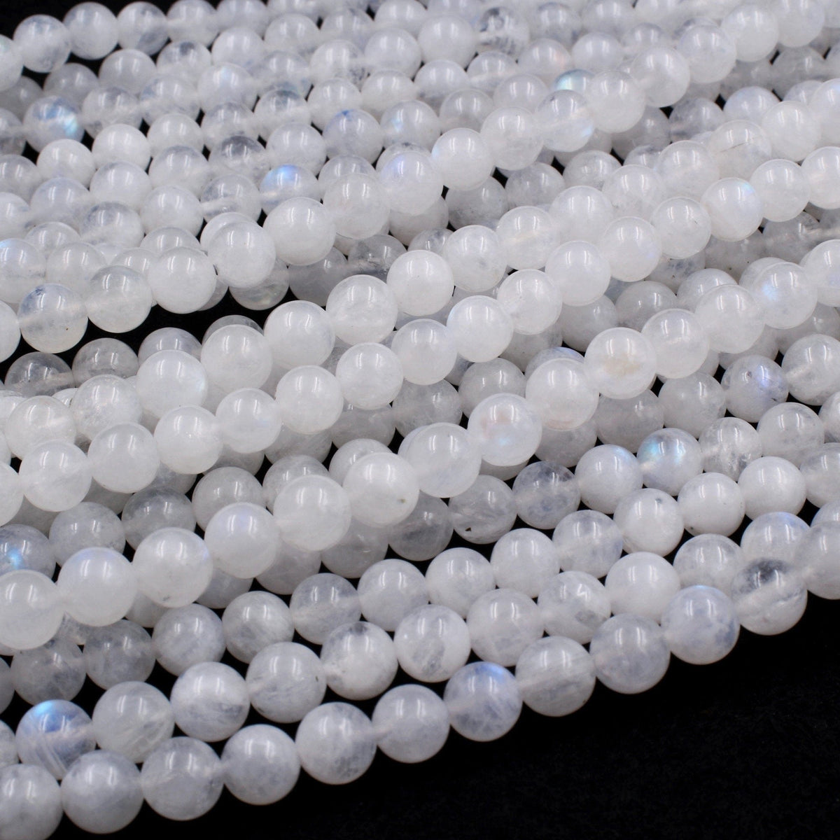 Natural Rainbow Moonstone Faceted Rondelle Beads 4mm 6mm 8mm Flashy Blue  Moonstone Gemstone 16