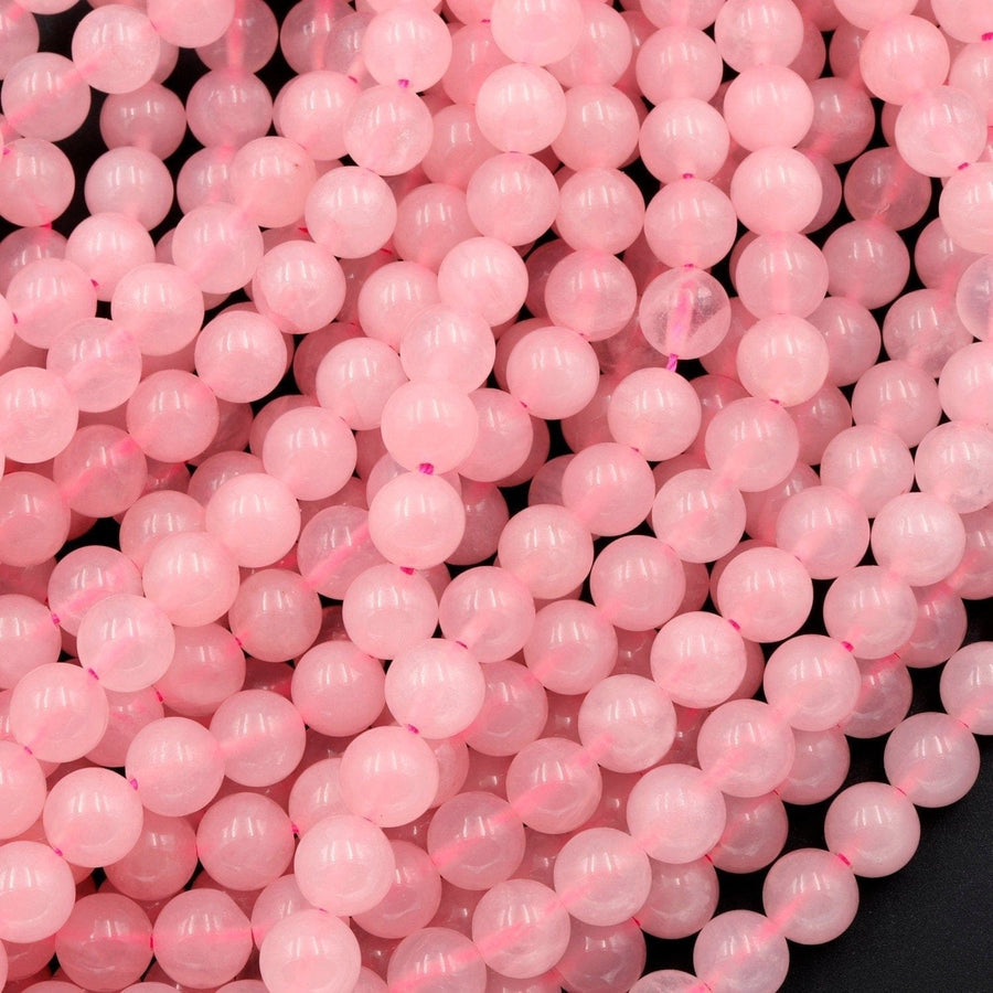 Natural Pink Rose Quartz 4mm 6mm 8mm Round Beads Smooth Polished Pastel Soft Baby Pink Gemstone 16" Strand