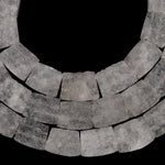 Rough Raw Matte Natural Rock Crystal Quartz Druzy Beads Hand Hammered Fan Shaped Nugget Wide Trapezoid Rectangle 18" Strand