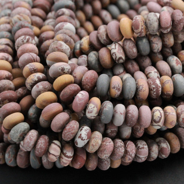 Matte Sonora Dendritic Rhyolite 6mm Roundel Beads 8mm Rondelle Beads Matte High Quality Rare Earthy Jasper Rich Fall Colors 16" Strand