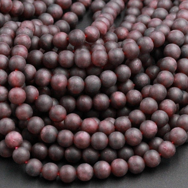 Matte Finish Natural Red Garnet 6mm Matte Round Beads Superior A Grade High Quality Natural Red Garnet Earthy Frosty Matte 16" Strand