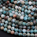 Natural Larimar Faceted 10mm Round Beads Genuine Natural Blue Larimar Red Iron Matrix Gemstone 16" Strand
