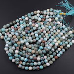 Natural Larimar Faceted 10mm Round Beads Genuine Natural Blue Larimar Red Iron Matrix Gemstone 16" Strand