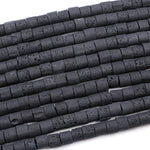 Large Lava Tube Cylinder Beads Raw Rough Porous Natural Black Lava Stone Organic Earthy Stone 16" Strand