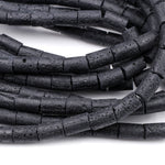 Natural Black Lava Smooth Tube Cylinder Beads 15.5" Strand