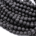 Natural Lava Round Beads 4mm 6mm 8mm 10mm 12mm Black Lava Rock Stone High Quality Black Mala Beads Essential Oil Beads 15.5" Strand