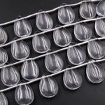 Natural Rock Quartz Teardrop Pendants Large Focal Beads Clear Gemstone 16" Strand