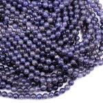 A Grade Natural Iolite 4mm 6mm Round Beads Genuine Real Purple Blue Iolite Gemstone 15.5" Strand