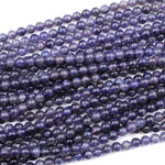 A Grade Natural Iolite 4mm 6mm Round Beads Genuine Real Purple Blue Iolite Gemstone 15.5" Strand