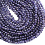 A Grade Natural Iolite 4mm 6mm Round Beads Genuine Real Purple Blue Iolite Gemstone 15.5" Strand