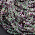 Natural Rainbow Fluorite Faceted Rondelle 6mm Beads Micro Faceted Sofe Purple Green Gemstone 16" Strand