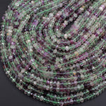 Natural Rainbow Fluorite Faceted Rondelle 6mm Beads Micro Faceted Sofe Purple Green Gemstone 16" Strand
