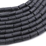 Natural Black Lava Smooth Tube Cylinder Beads 15.5" Strand