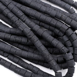 Large Lava Tube Cylinder Beads Raw Rough Porous Natural Black Lava Stone Organic Earthy Stone 16" Strand