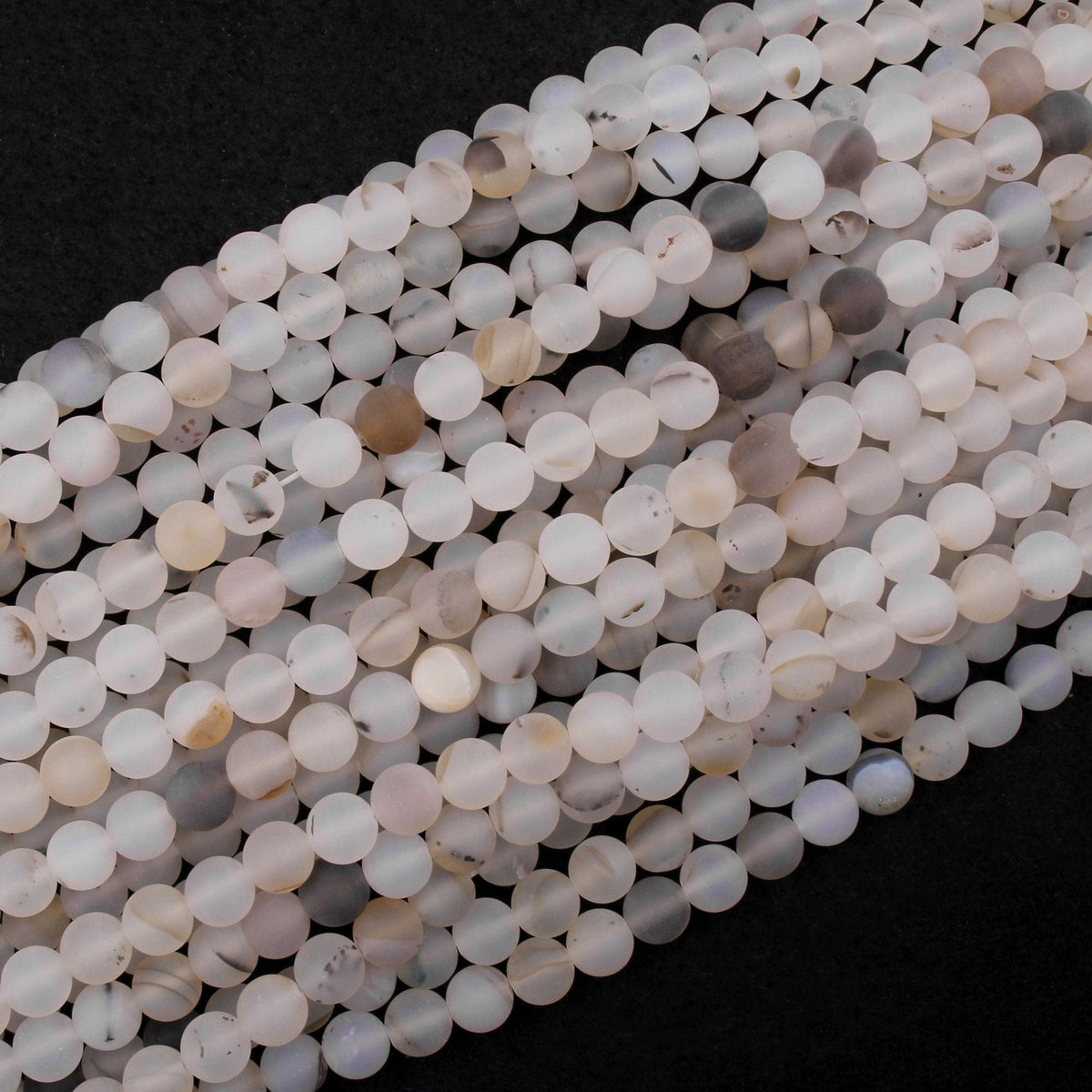 thumbnail image 2 of Dendritic Montana Agate Beads - Matte Round 4mm 6mm 8mm 10mm 15.5" Strand 2 of 3