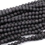 Natural Lava Round Beads 4mm 6mm 8mm 10mm 12mm Black Lava Rock Stone High Quality Black Mala Beads Essential Oil Beads 15.5" Strand