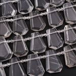 Natural Rock Crystal Quartz Faceted Trapezoid Tapered Teardrop Top Drilled High Quality Super Clear Quartz Crystal Beads 16" Strand