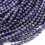 A Grade Natural Iolite 4mm 6mm Round Beads Genuine Real Purple Blue Iolite Gemstone 15.5" Strand