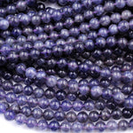 A Grade Natural Iolite 4mm 6mm Round Beads Genuine Real Purple Blue Iolite Gemstone 15.5" Strand