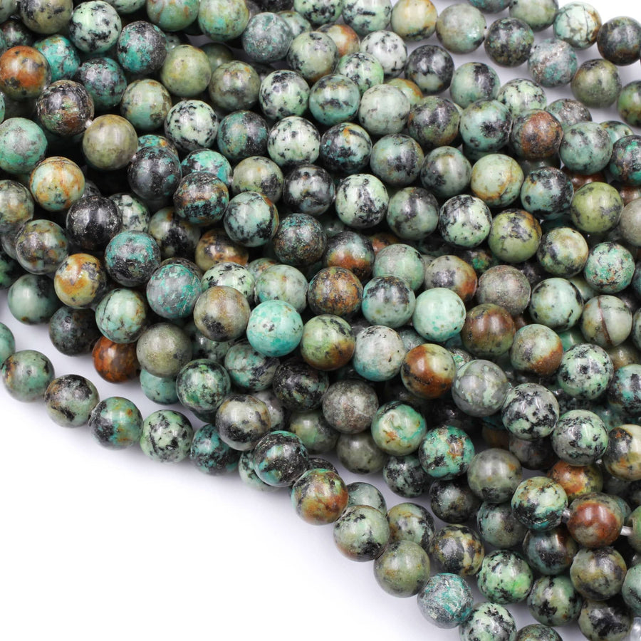 Large Hole Beads Natural African Turquoise 8mm 10mm Round Beads Big 2.5mm Hole 8" Strand