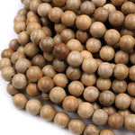 Light Brown Real Natural Sandalwood Beads 4mm 6mm 8mm 10mm 12mm Aromatic Pure Wood Great For Mala Prayer Meditation Therapy 15.5" Strand