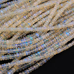 AAA White Ethiopian Opal Faceted Rondelle Beads Graduating 3mm 6mm Super Flashy Fiery Rainbow 16" Strand