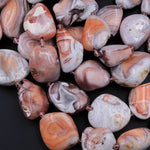 Pink Botswana Agate Nodule Beads Large Polished Freeform Geode Nugget Chunky Focal Pendant 15.5" Strand