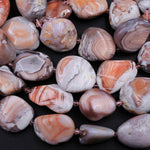 Pink Botswana Agate Nodule Beads Large Polished Freeform Geode Nugget Chunky Focal Pendant 15.5" Strand