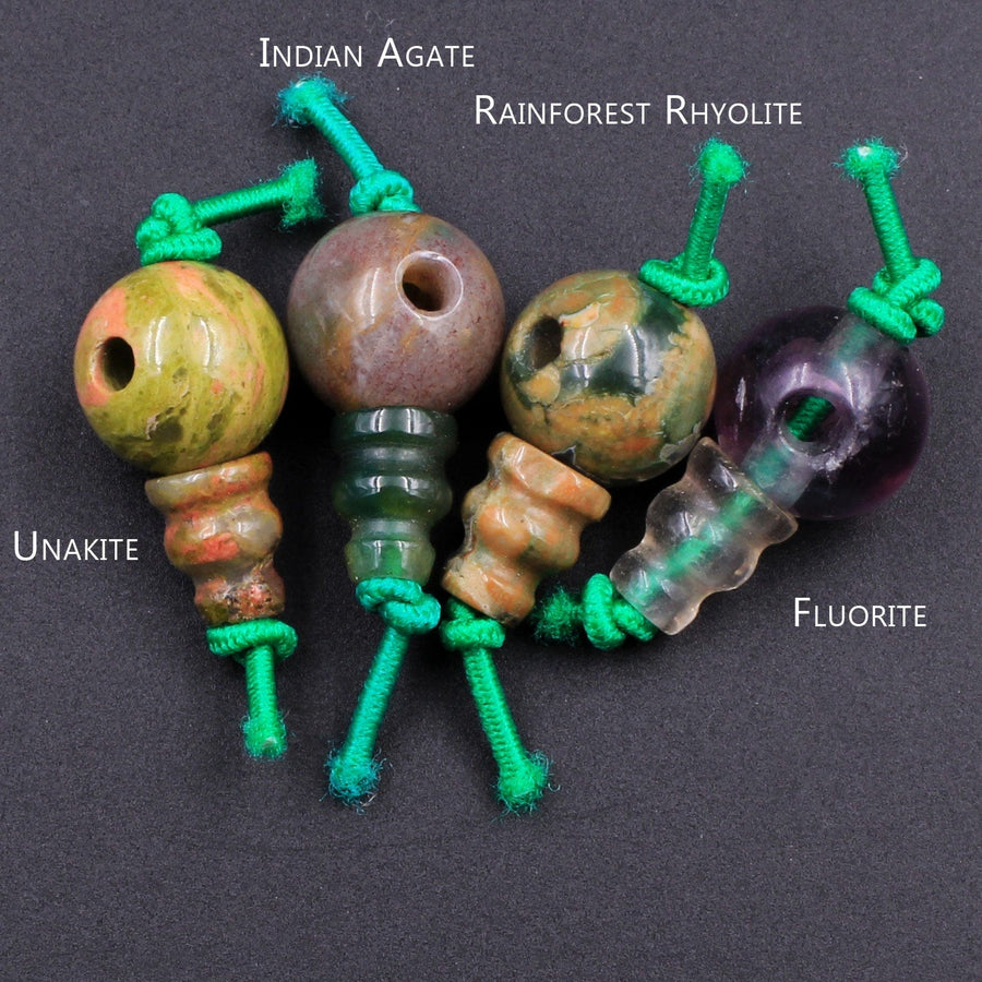 Natural Gemstone Guru Beads Three Holes T-Beads Mala Making 3 Holes  Prayer Beads Cones 10mm Natural Crystal Quartz Jasper Jade Fluorite
