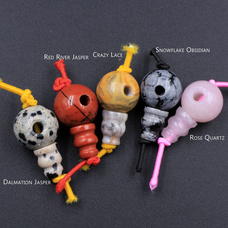 Natural Gemstone Guru Beads Three Holes T-Beads Mala Making 3 Holes  Prayer Beads Cones 10mm Natural Crystal Quartz Jasper Jade Fluorite