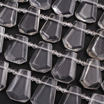 Natural Rock Crystal Quartz Faceted Trapezoid Tapered Teardrop Top Drilled High Quality Super Clear Quartz Crystal Beads 16" Strand
