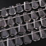Natural Rock Crystal Quartz Faceted Trapezoid Tapered Teardrop Top Drilled High Quality Super Clear Quartz Crystal Beads 16" Strand