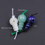 Natural Gemstone Guru Beads Three Holes T-Beads Mala Making 3 Holes  Prayer Beads Cones 10mm Natural Crystal Quartz Jasper Jade Fluorite