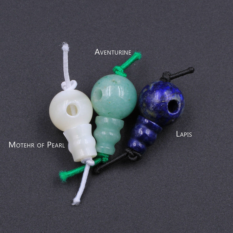 Natural Gemstone Guru Beads Three Holes T-Beads Mala Making 3 Holes  Prayer Beads Cones 10mm Natural Crystal Quartz Jasper Jade Fluorite