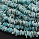 Natural Blue Larimar Freeform Chip Nugget Beads Stunning Real Genuine Blue Larimar Gemstone 16" Strand