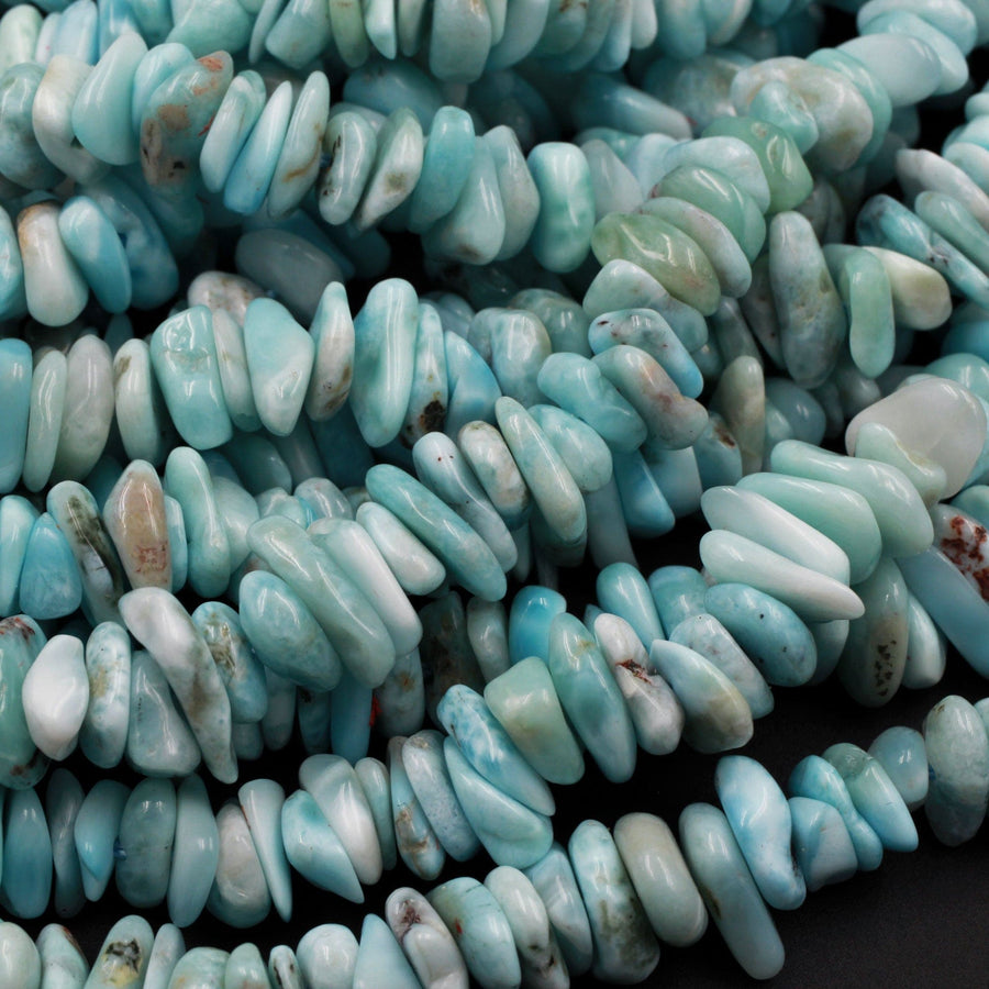 Natural Blue Larimar Freeform Chip Nugget Beads Stunning Real Genuine Blue Larimar Gemstone 16" Strand
